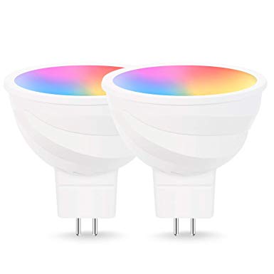LOHAS LED WiFi MR16 Light Bulb, 12V Smart GU5.3 Base Mini Spot Light RGB Warm White(2700k) Color Changing 5W Equal to 50W Halogen Bulb, Remote Control Compatible with Alexa Google Assistant 2Pack