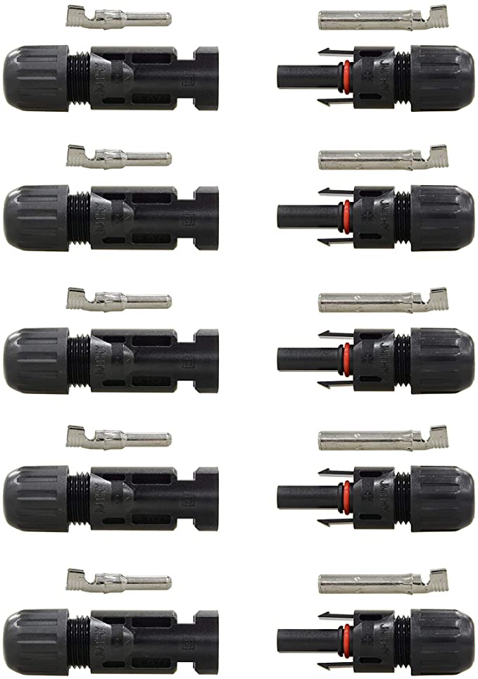 Renogy 5 Pair Solar Panel Cable Connectors, Black