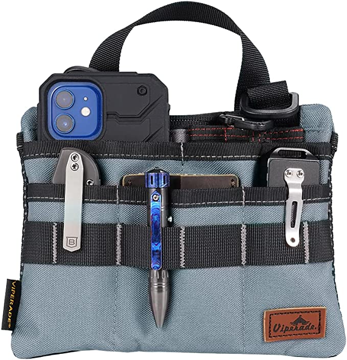 VIPERADE VE5 Tool Pouch, Tool Pocket Organizer for Men, Oxford Shoulder Tool Pouch with 7 Pockets for Flashlight, Pocket Knife, Notebook, EDC Tools, Keys