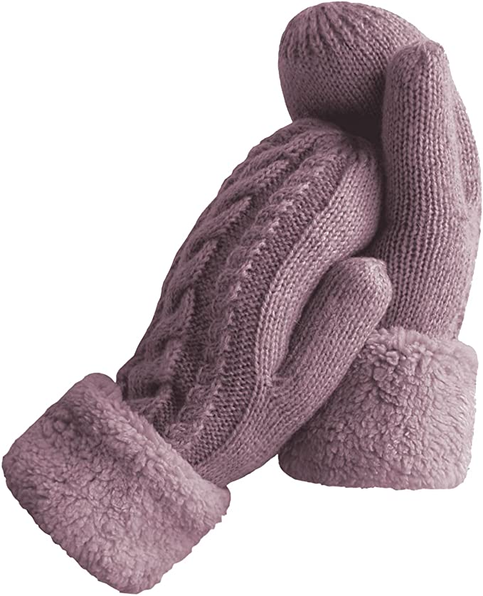 Women's Winter Gloves Warm Lining Mittens- Cozy Wool Knit Thick Gloves Novelty Mittens Winter Cold Weather Accessories