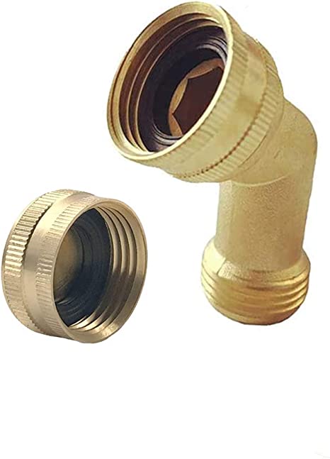 Brass Garden Hose Elbow Connector 45 Degree Hose Adapter with Hose End Cap