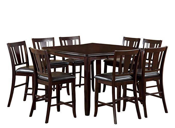 Furniture of America Anlow 7-Piece Counter Height Table Set with 16-Inch Leaf, Espresso Finish