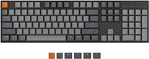 Keychron K10 Wireless Mechanical Gaming Keyboard, 104 Keys Full Size Gateron G Pro Blue Switch, White LED Backlight Rechargeable USB-C Wired Bluetooth Professional Office Keyboard for Mac/Windows