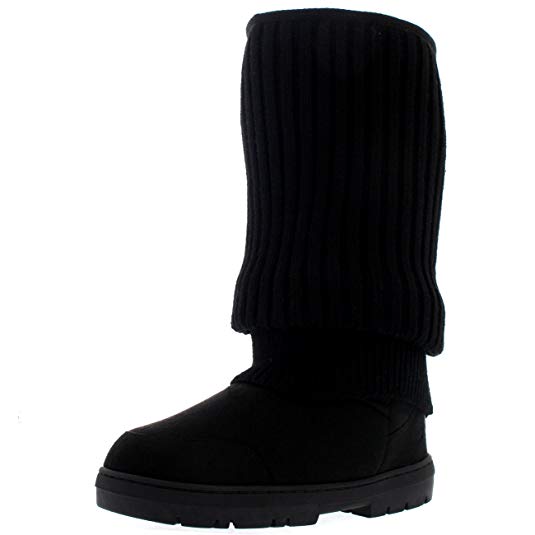 Holly Womens Tall Knitted Cardy Slouch Winter Snow Rain Outdoor Warm Shoe Boots