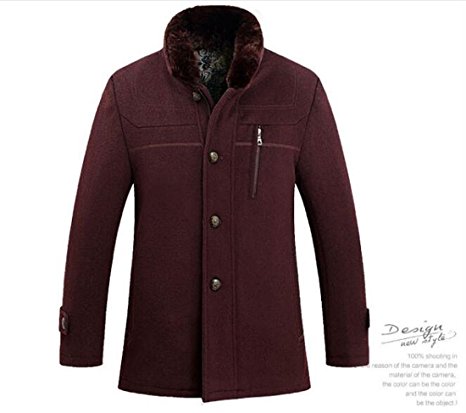 Sulandy @ Men's Winter Warm Soft Wool Blend Pea Coats Slim Fit¡­