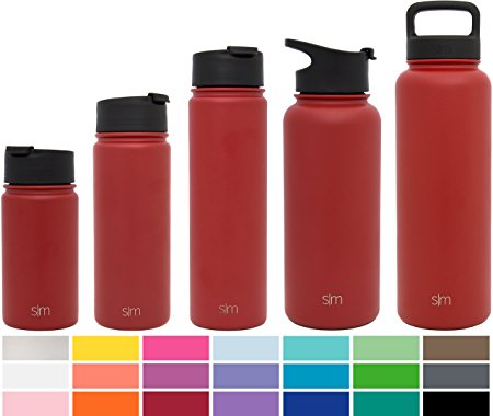 Simple Modern Summit Water Bottle   Extra Lid - Vacuum Insulated 18/8 Stainless Steel Powder Coated - 6 Sizes, 22 Colors