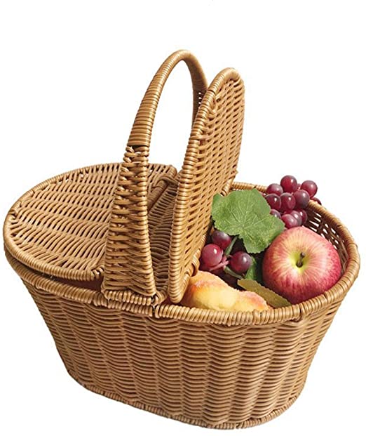 Picnic Basket with Handle, 100% Handcrafted Rattan Garden Basket, Direct Factory Pricing