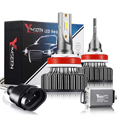 YUMSEEN Newest H8/H9/H11 LED Headlight Bulbs, S53 Series Ultra Bright CSP Chips Light Bulb All-in-One Conversion Kit, 12V/24V 7,600LM 72W 6,500K Cool White - 2 Yr Warranty