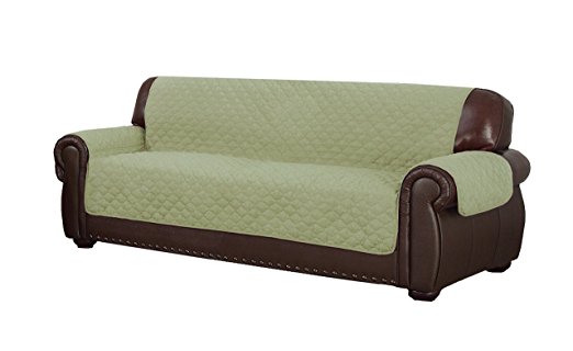 Duck River Textiles Reynold Reversible Water Resistant Sofa Cover In Sage/Chocolate (with Pockets!), Geometric
