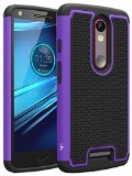 Droid Turbo 2 Case LK Shock Absorption Hybrid Dual Layer Armor Defender Protective Case Cover for Verizon Motorola Droid Turbo 2 Purple