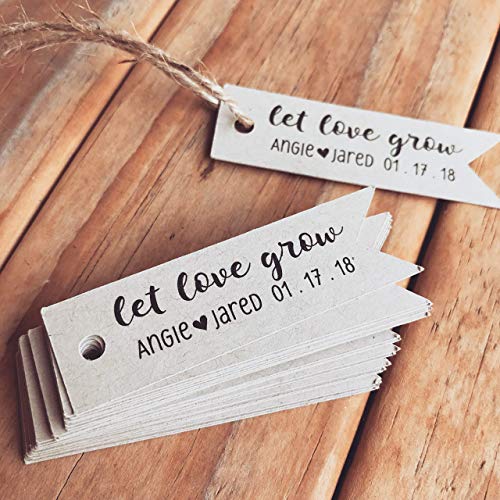 Let Love Grow Personalized Wedding Bridal Shower Succulent Favor Tags