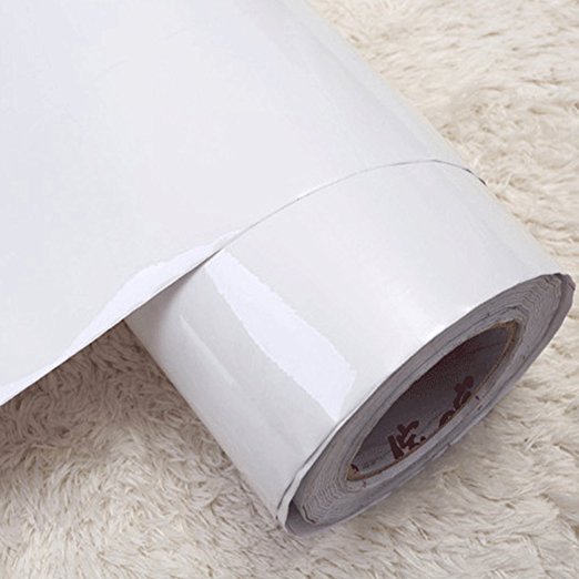 YIZUNNU Kitchen Sticker PVC Self Adhesive Sheet Cabinets Wardrobe,24x98 Inch,Flash Point White