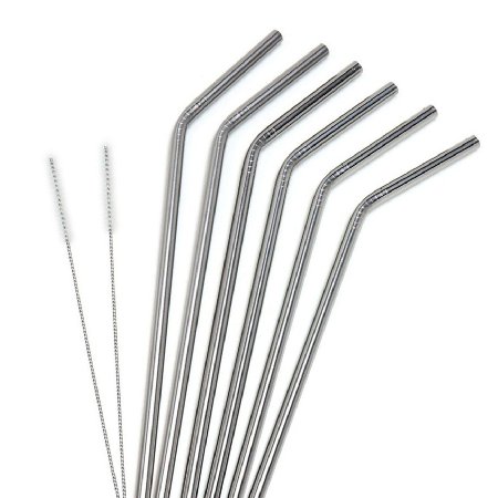 Stainless Steel Drinking Straws - Fits Yeti, RTIC 30 oz. Tumbler - Strong Reusable Eco Friendly, Set of 6 with 2 Cleaning Brushes by Decodyne (10")