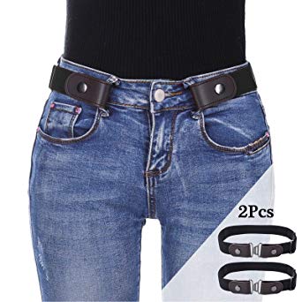 No Buckle Women Invisible Belts - Stretch Belt for Jeans Pants No Bulge No Hassle，2 Pack