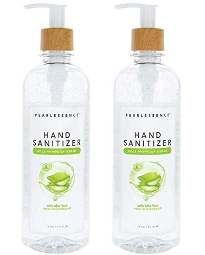 Made in USA - PEARLESSENCE Waterless Instant Hand Wash - 65% Concentration with Aloe Vera - 16 fl oz per Bottle - Pack of 2 Bottles