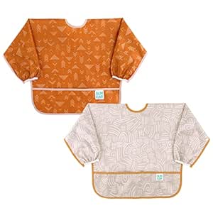 Bumkins Sleeved Bib for Girl or Boy, Baby and Toddler for 6-24 Mos, Essential Must Have for Eating, Feeding, Baby Led Weaning Supplies, Long Sleeve Mess Saving Food Catcher, 2-pk Desert Boho