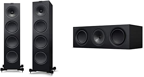 KEF Q550 Floorstanding Speaker (Each, Black) & Q650c Center Channel Speaker (Each, Black)