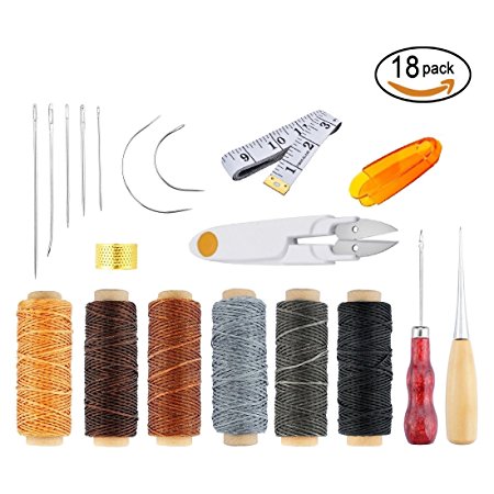 ONEST 18 Pieces Leather Craft Tool Leather Hand Sewing Needles Upholstery Carpet Leather Canvas DIY Sewing Accessories