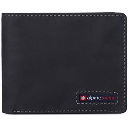 Alpine Swiss RFID Protected Mens Spencer Flip ID Leather Bifold Wallet