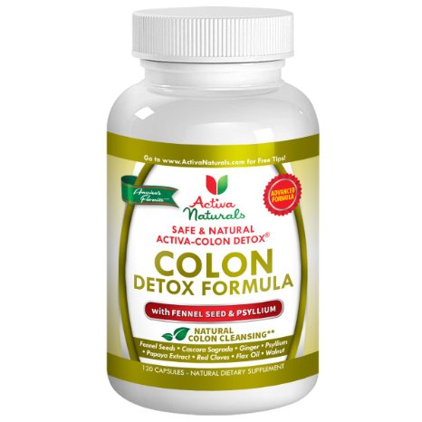 Activa Naturals Colon Detox Supplement with Papaya, Psyllium, Cloves, Flax Oil, Ginger, Wallnut & Fennel Seeds - 120 Caps
