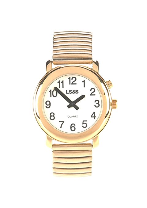Talking Watch 1-Button White Face Gold Exp. Band (Ladies Watch)
