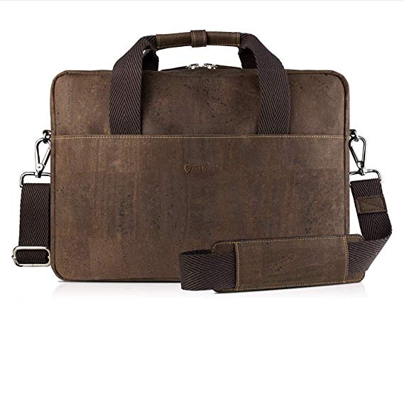 Corkor Cork Briefcase for Men | Vegan Messenger Bag 15 Non-Leather | Shoulder Strap Brown Color