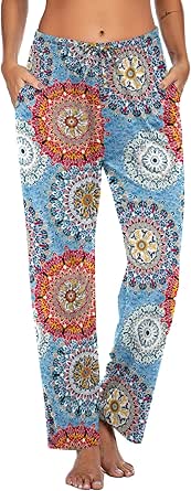 Ekouaer Women Pajama Pants Comfy Pj Bottom with Pockets Stretch Plaid Sleepwear