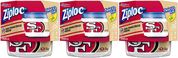 Ziploc Brand NFL San Francisco 49ers Twist 'n Loc Containers, Small, 2 ct, 3 Pack