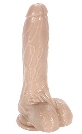 Bombex 8.2 Inch 100% Silicone Plus Hard On Textured Suction Cup Dildo With Balls - Whopper Dong With Balls, Flesh