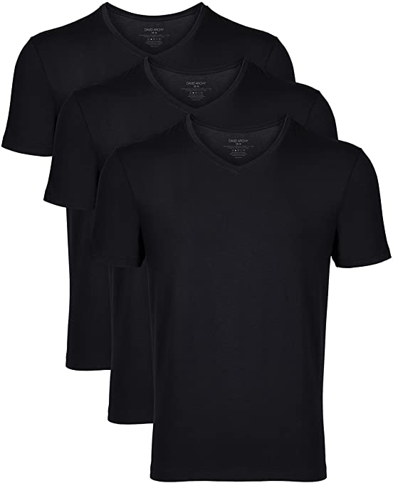 DAVID ARCHY Men's 3 Pack Bamboo Rayon Soft Comfy Short Sleeve V Neck Undershirts