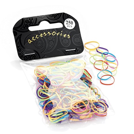 250 Small Mini Elastics Rubber Hair Bands Braiding Plaits Dreads in Multi Bright