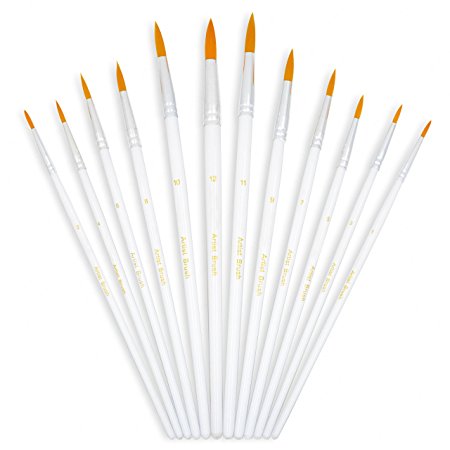 YOUSHARES 12pcs Art Paint Brush Set for Acrylic, Watercolor, Oil Painting / Craft, Nail, Face Paint