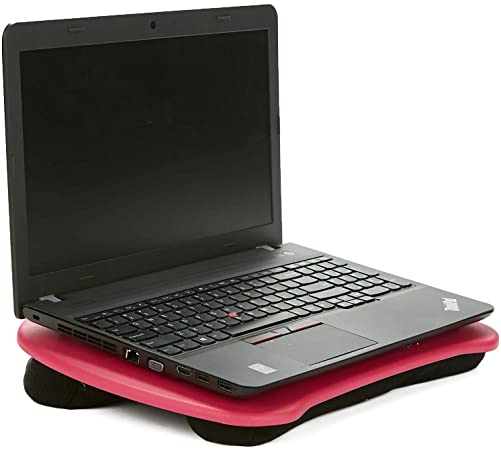 Mind Reader LPTPDSK-PNK Portable Desk with Handle, Monitor, Laptop Lap Holder, Built-in Cushion for Comfort, Pink