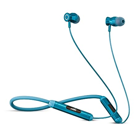 AMS NB-30 Newly Launched, in Ear Earphones with 80Hrs Playback, Bluetooth 5.0 Wireless Headphones with mic, Deep Bass Neckband, IPX5 Water Resistance,Magnetic Earbuds, Fast Charging | Blue