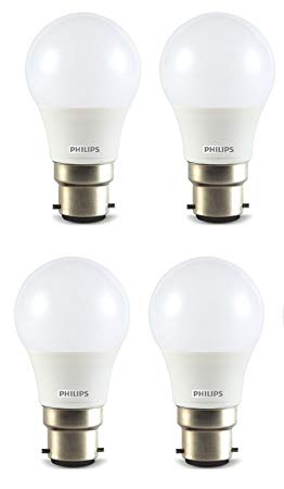 Philips Base B22 4-Watt LED Bulb (Pack of 4, Warm White)