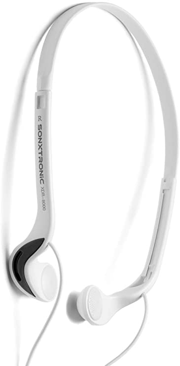SONXTRONIC White ICE Xdr-8001 Vertical in Ear Ultralight Sport Running Headband Headphones (mdr-w08l Style White and Silver)