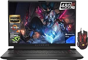 Alienware M18 Gaming Laptop Computer - 18" WUXGA 480Hz Display, AMD Ryzen 9 7845HX, NVIDIA GeForce RTX 4070, 32GB DDR5 RAM, 2TB SSD, Wi-Fi 6, Backlit Keyboard, Windows 11 Pro, with Gaming Mouse