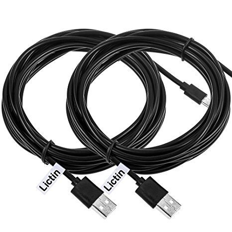 Lictin 2pcs 13ft PS4 Controller Charging Cable, Dual Shock 4 Charger, Compatible with Playstation 4, Xbox One,One X and PS4 Pro/Slim(Not Able to Sync the PS4/Controller)Data Transfer Function(Black)