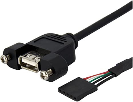 StarTech.com 1 ft Panel Mount USB Cable - USB A to Motherboard Header Cable Adapter F/F - USB 2.0 internal Cable (USBPNLAFHD1)