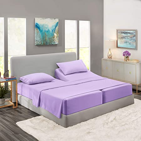 Nestl Bedding 5 Piece Sheet Set - 1800 Deep Pocket Bed Sheet Set - Hotel Luxury Double Brushed Microfiber Sheets - Deep Pocket Fitted Sheet, Flat Sheet, Pillow Cases, Split Cal King - Lavender