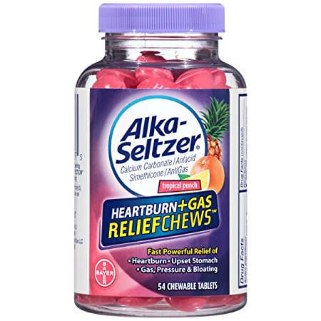 Alka-Seltzer Heartburn Plus Gas Relief Chews, Tropical Punch, 54 Count