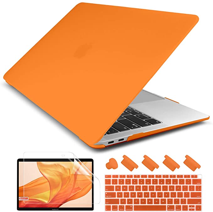 Dongke Smooth Matte Frosted Hard Shell Cover for MacBook Air 13 Inch with Retina Display fits Touch ID, Air 13 Inch Case 2020 2019 2018 Release Model: A2179/A1932 (Frost Orange)