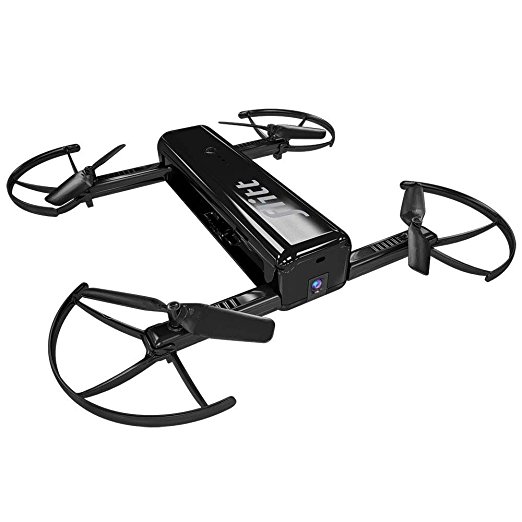 Hobbico Flitt Flying Pocket Selfie Camera Drone 720p HD Video and Optical Flow, Gloss Black
