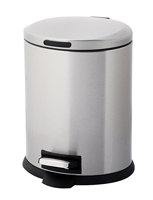 HomeZone 5-Liter Stainless Steel Oval Step Trash Can