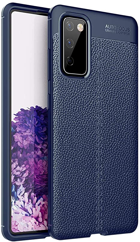 Ranyi Galaxy S20 FE 5G Case, Slim Leather Texture Case with Reinforced Corners [Wireless Charging] Shock Absorbing Flexible TPU Rubber Case Cover for Samsung Galaxy S20 FE 5G 6.5" 2020 -Blue