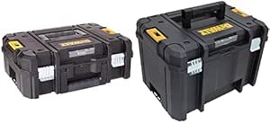 DEWALT DWST17807 Metal Latch Suitcase Flat Top, Black & DEWALT TSTAK Tool Box, Deep (DWST17806)