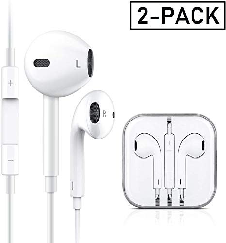 Headphones/Earphones/Earbuds,Premium in Ear Wired Earphones with Remote Mic Compatible iPhone 6s/plus/6/5s/se/5c/iPad/MP3(White 2Pack)