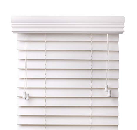 Arlo Blinds Snow White 2-Inches Faux Wood Horizontal Blinds - Size: 34" W x 60" H