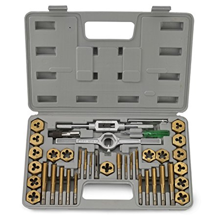 Neiko 00912A Titanium Coated Tap and Hexagon Die Set, 40-Piece, Metric