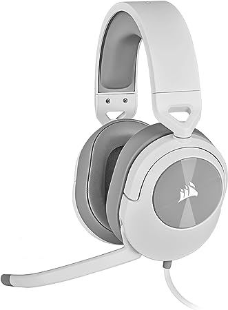 Corsair HS55 STEREO Gaming Headset (Leatherette Memory Foam Ear Pads, Easy-Access On-Ear Volume Control, Lightweight, Omni-Directional Microphone, Multi-Platform Compatibility) White